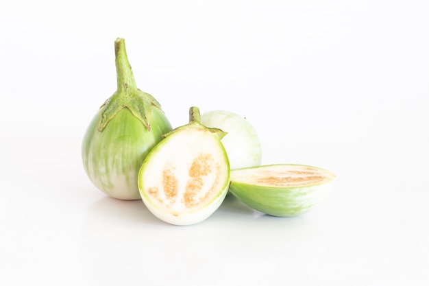 Photo isolated of green eggplant on white