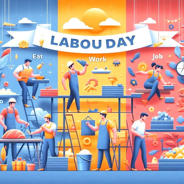 Foto un'illustrazione isolata che cattura lo spirito della festa del lavoro e dei suoi individui laboriosi