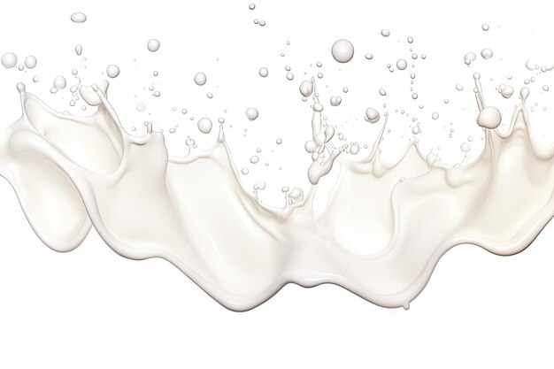 Photo isolated milk drops splashing on white