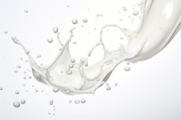 Photo isolated milk drops splashing on white