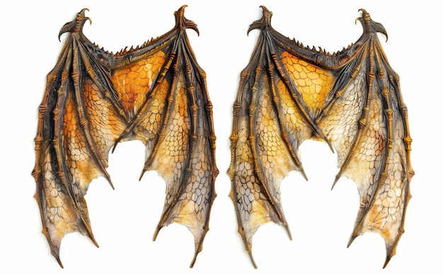 Photo an isolated set of dragon wings on a transparent background