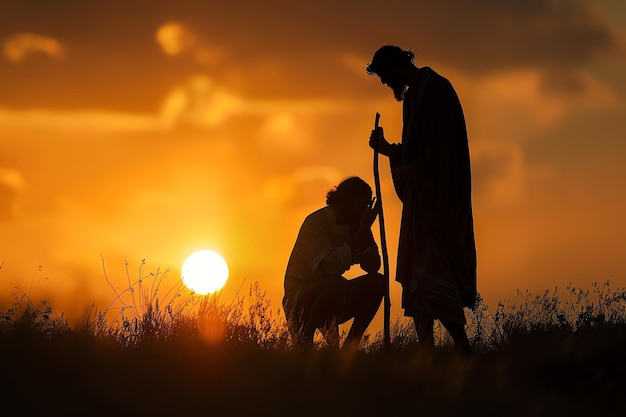 Jesus healing blind man christian background