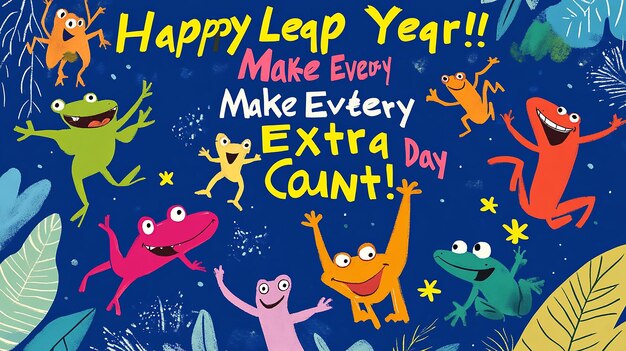 Photo joyful frogs celebrate leap year