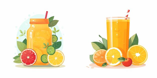 Foto succo bevanda frutta fresca vettore succoso cibo isolato illustrazione bevanda dolce salutare l