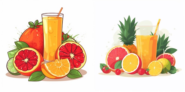 Foto succo vettore bevanda frutta fresca illustrazione cibo isolato bevanda dolce succosa sana l