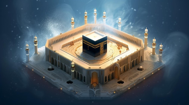 Kaaba for hajj in Al Haram Mosque arabic calligraphy Generative AI