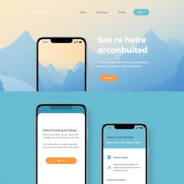 Photo landing page template with smartphone