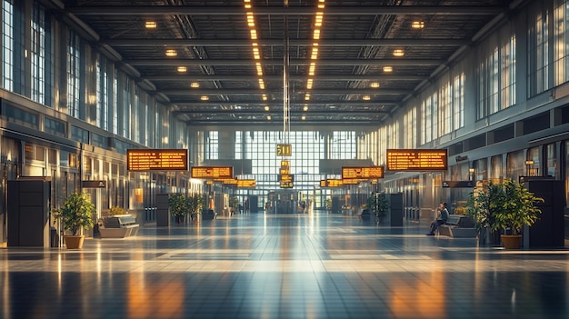 Foto un grande aeroporto con cartelli che dicono aeroporto e aeroporto