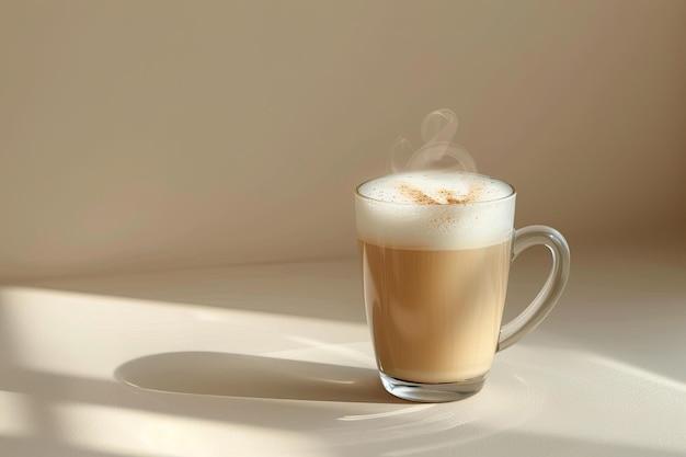 Foto una tazza di caffè al latte sul tavolo.