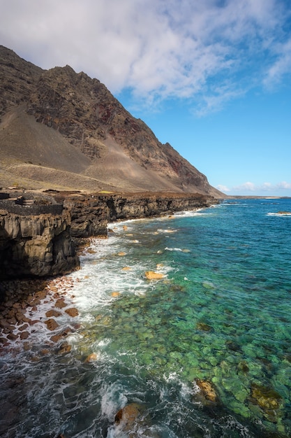 Lava coast in Canary Islands, Spain.  biosphere reserve.