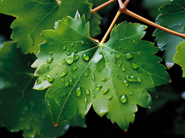 Photo a leaf with water drops on it and the word water on it