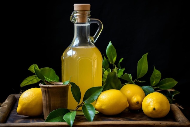 Lemon juice in vintage bottle natural cool lemon juice lemon drink splash