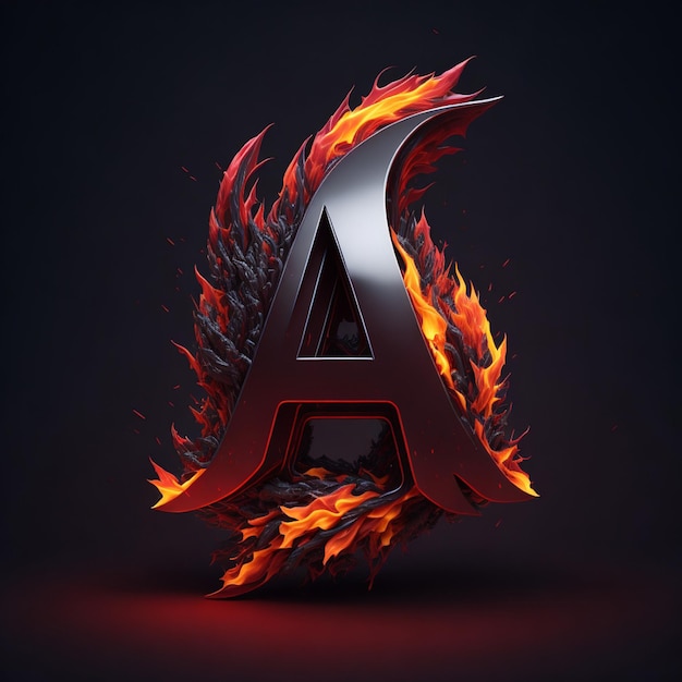 A letter a with flames and fire on it