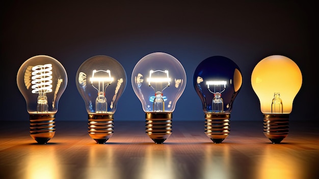 Light bulbs with a blue background