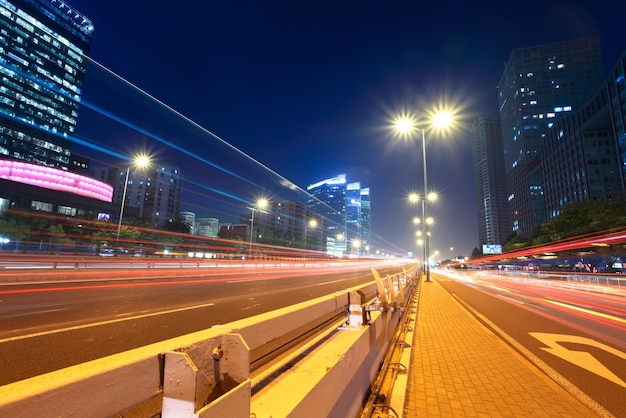 Light trails at night in beijingChina