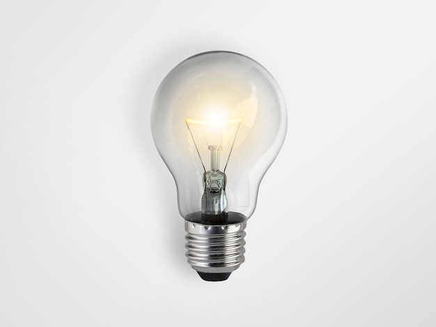 Lighted bulb isolated on white background