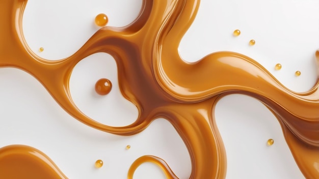 Photo liquid caramel on white background