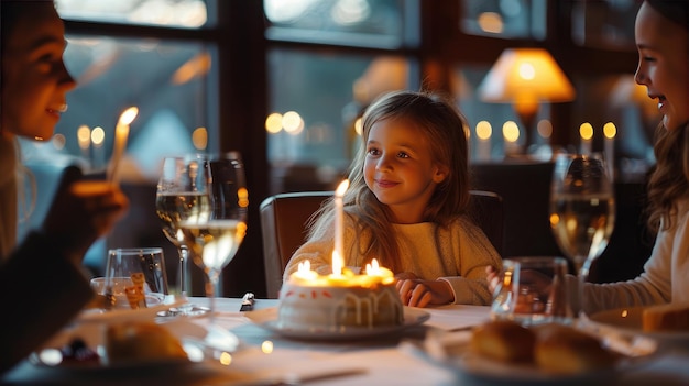 Little girl39s birthday parents eating cake together