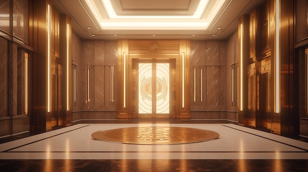 Lobby of a five star hotel including marble floors Generative AI