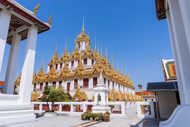 Loha Prasat or iron monastery at Wat Ratchanatdaram temple on Ratchadamnoen avenue Bangkok Thailand