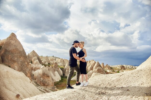 Love and emotions loving couple resting in Turkey. In love Eastern couple