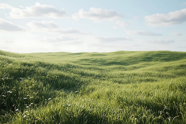 Photo lush green hills under a bright sky with soft clouds