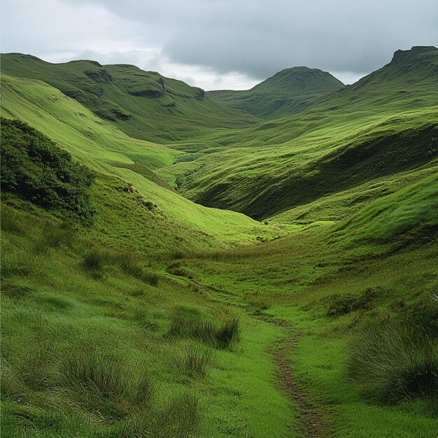 Photo the lush green hills of the scottish highlands