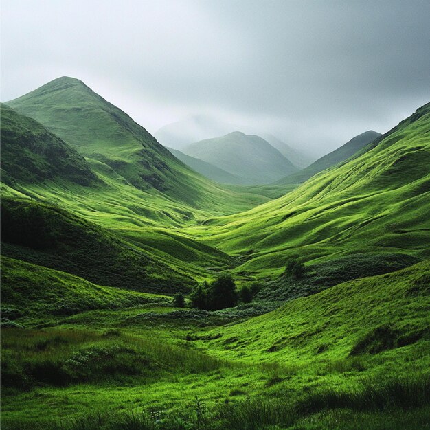 Photo the lush green hills of the scottish highlands