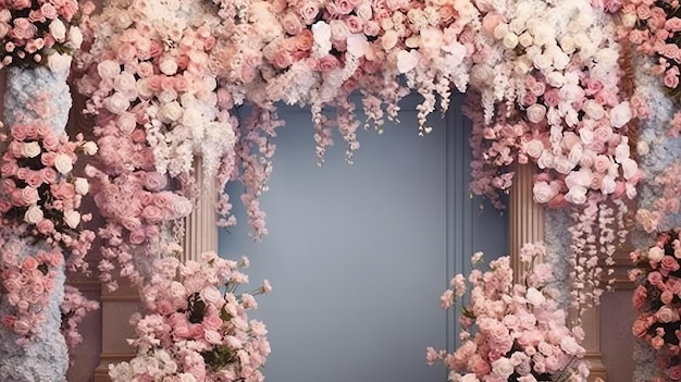 Luxurious floral wedding frame design Generative AI