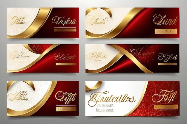 Photo luxury gift vouchers set red and golden color design on white background vector illustration eps10