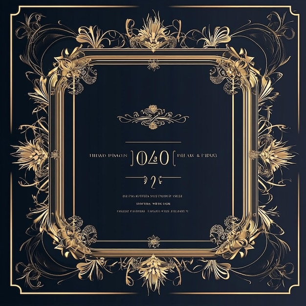 Photo luxury wedding invitation card template vintage design