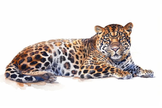 Majestic Leopard Portrait in Watercolor Art