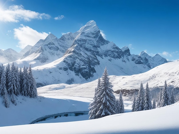 Majestic mountain peak snow capped tranquil scene frozen beauty in nature