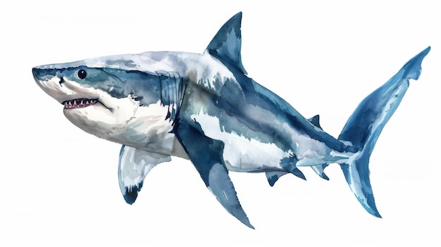 Majestic Watercolor Shark in Artistic Detail