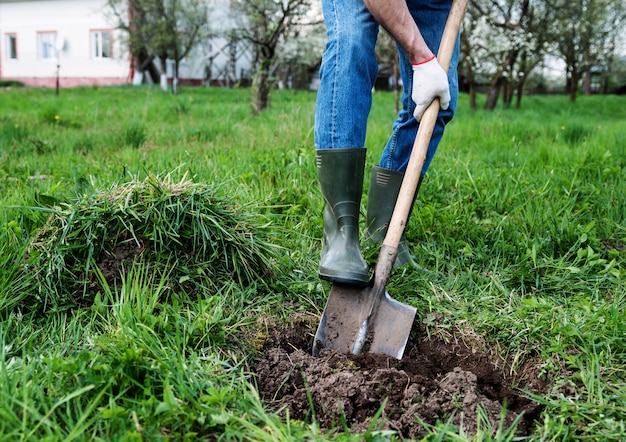 Man digs a hole