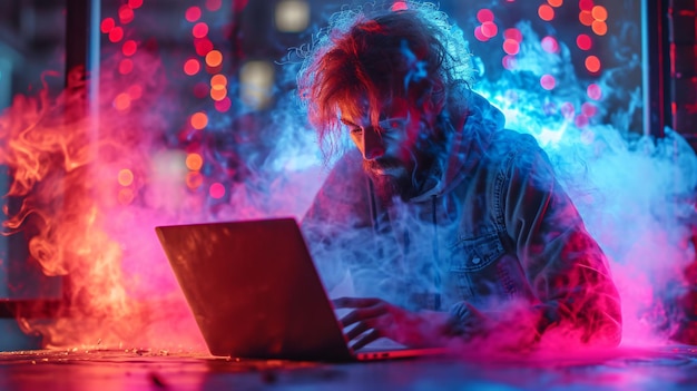 Man sitting with laptop