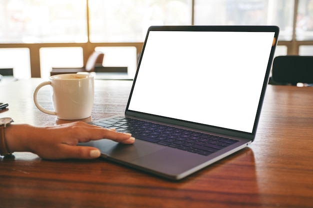 Man using laptop on table