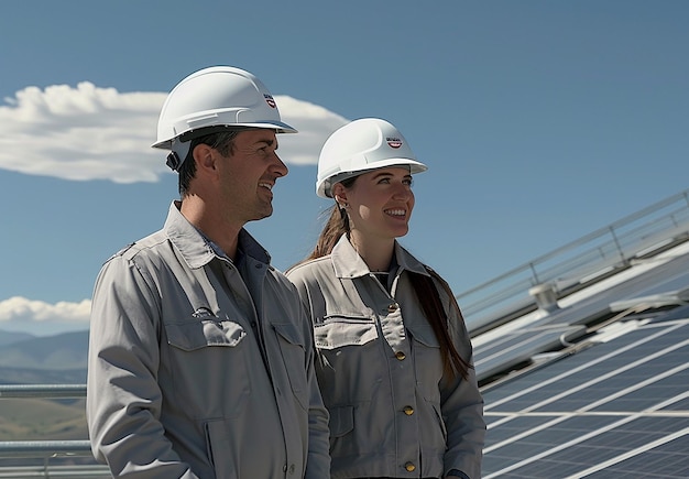 Photo a man and woman wearing helmets that say quot u s quot