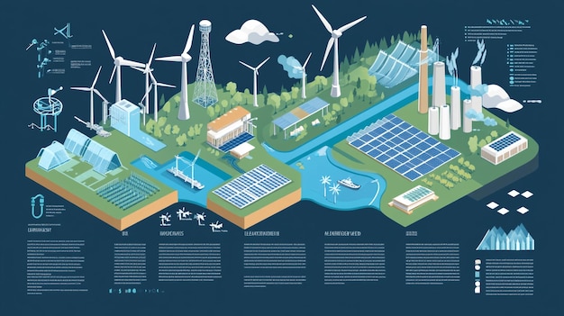 Photo a map of solar energy and solar panels