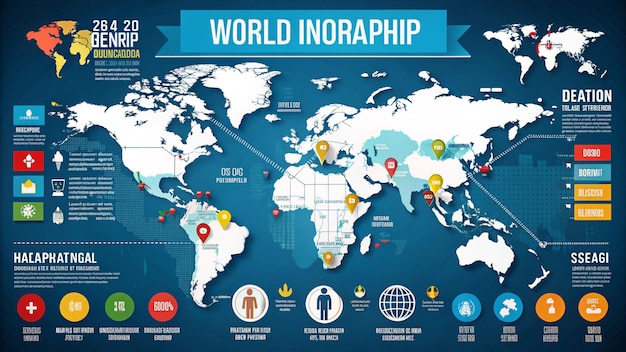 Photo a map of the world that says world of the world