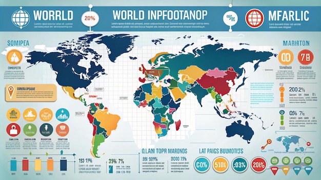 Photo a map of the world that shows the worlds most important features