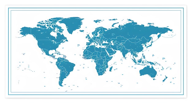 Photo a map of the world with a blue background