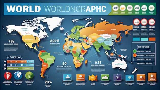 Photo a map of the world with a colorful background