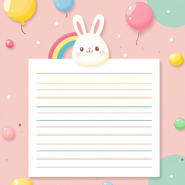 Photo memo paper with lines cute kawaii design