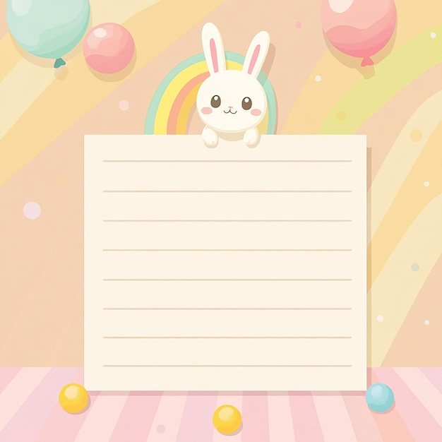 Photo memo paper with lines cute kawaii design