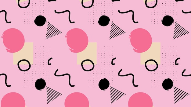 Photo memphis background abstract background with geometric pink and black figures for your design