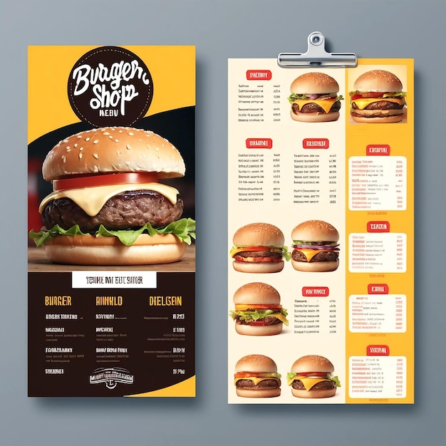 Foto progettazione del menu per un negozio di hamburger