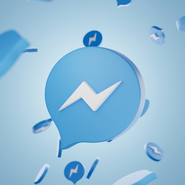 messenger logo with scattered pile of icons background