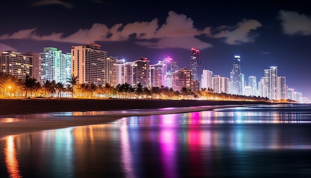 Photo miami beach night view