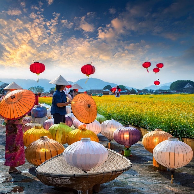 Photo midautumn festival in vietnam celebratory typography design